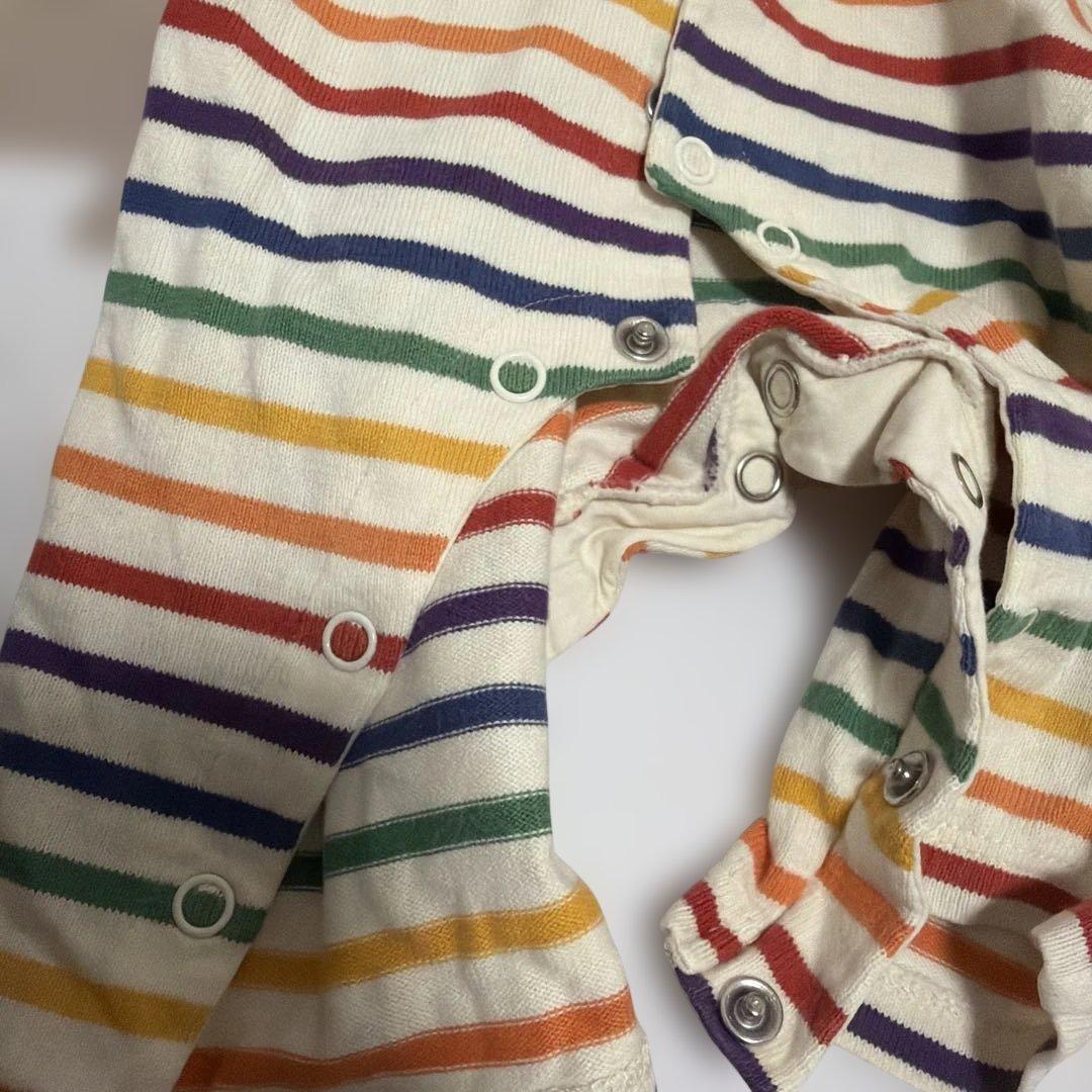 DOUBLE.B ストライプロンパース 70 ミキハウス - メルカリ