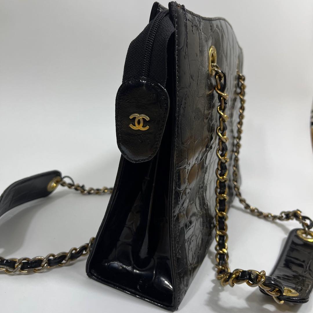 ✨ジャンク特価✨CHANEL チェーンバック エナメル クロコ型押し ココ