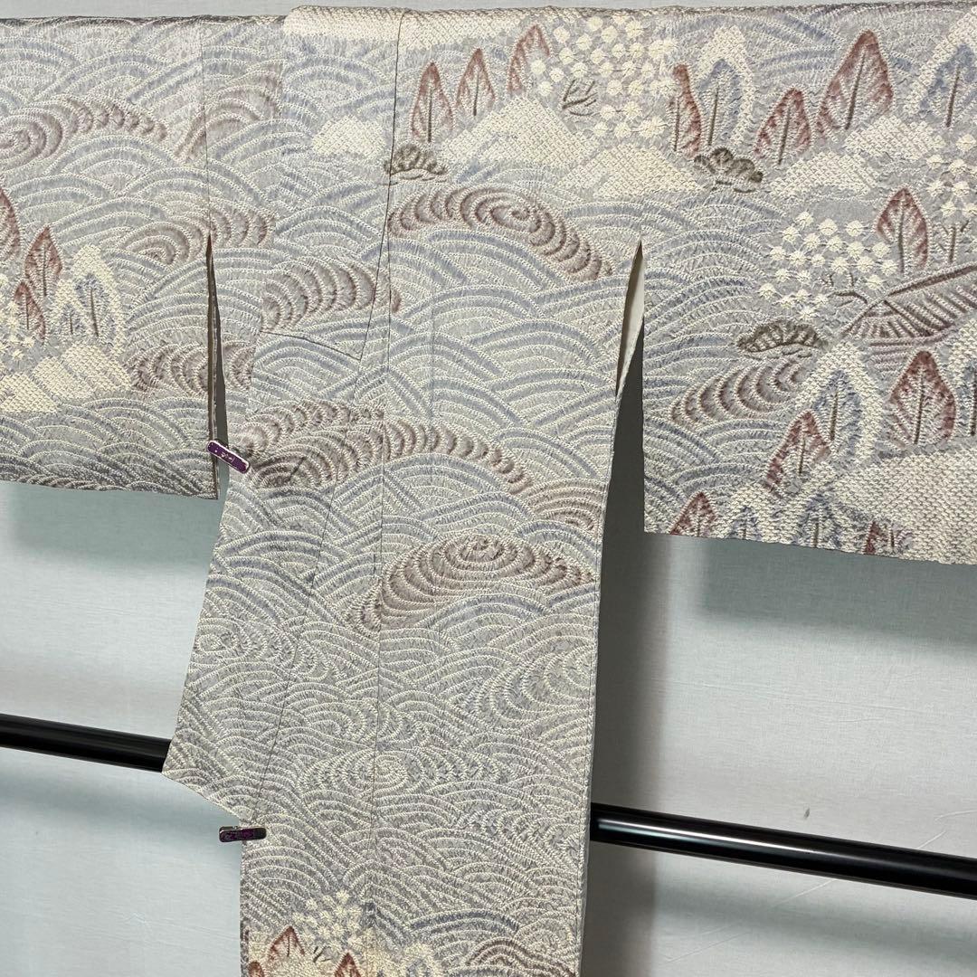 D208 藤娘きぬたや 本総絞り 訪問着 風景 流水 波 正絹 着物 袷 極美品