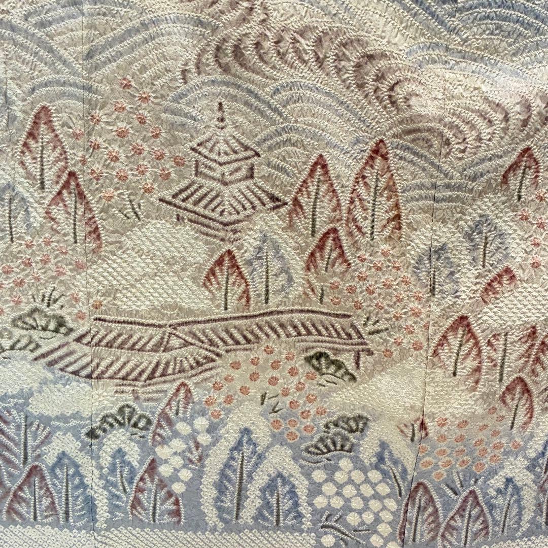 D208 藤娘きぬたや 本総絞り 訪問着 風景 流水 波 正絹 着物 袷 極美品