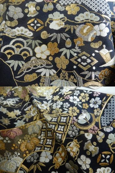 正絹・豪華な宝尽くし刺繍入り訪問着・一ツ紋・共八掛 - メルカリ