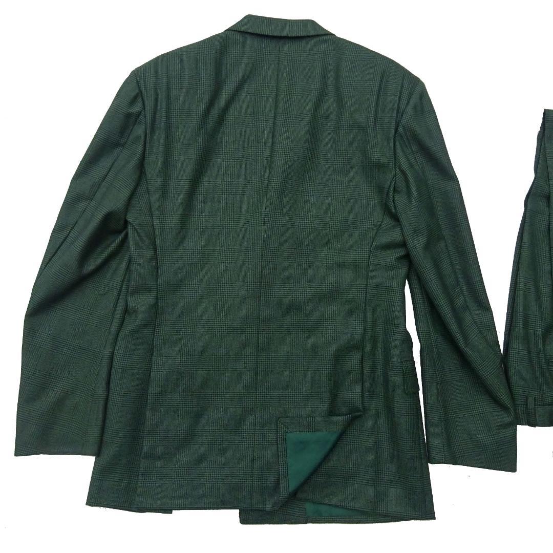 イタリア製赤タグ ブリオーニ Romaダブルスーツグレンチェックグリーン