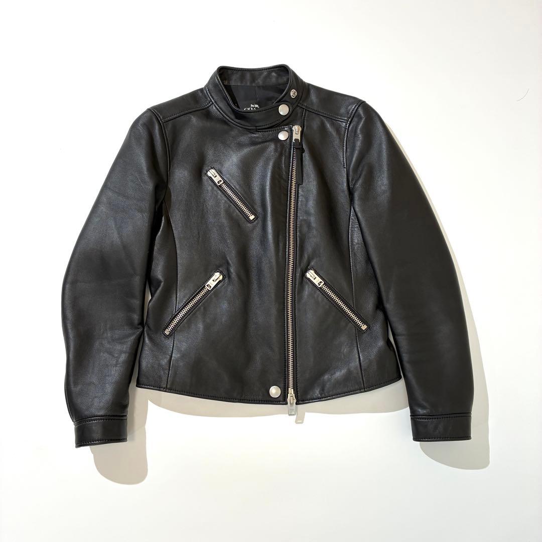 良品★ coach コーチ シングルライダースジャケット ラムレザー レディース COACH（コーチ） 【美品】COACH ライダースジャケット ラムレザー