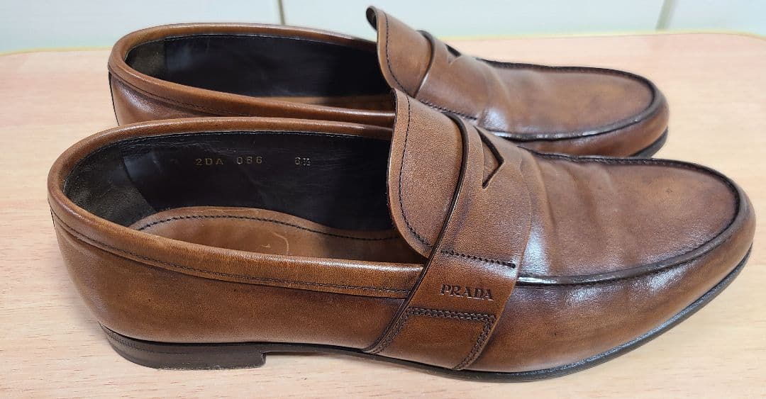 PRADA 本革ブラウンレザーシューズ ローファー ビジネスシューズ