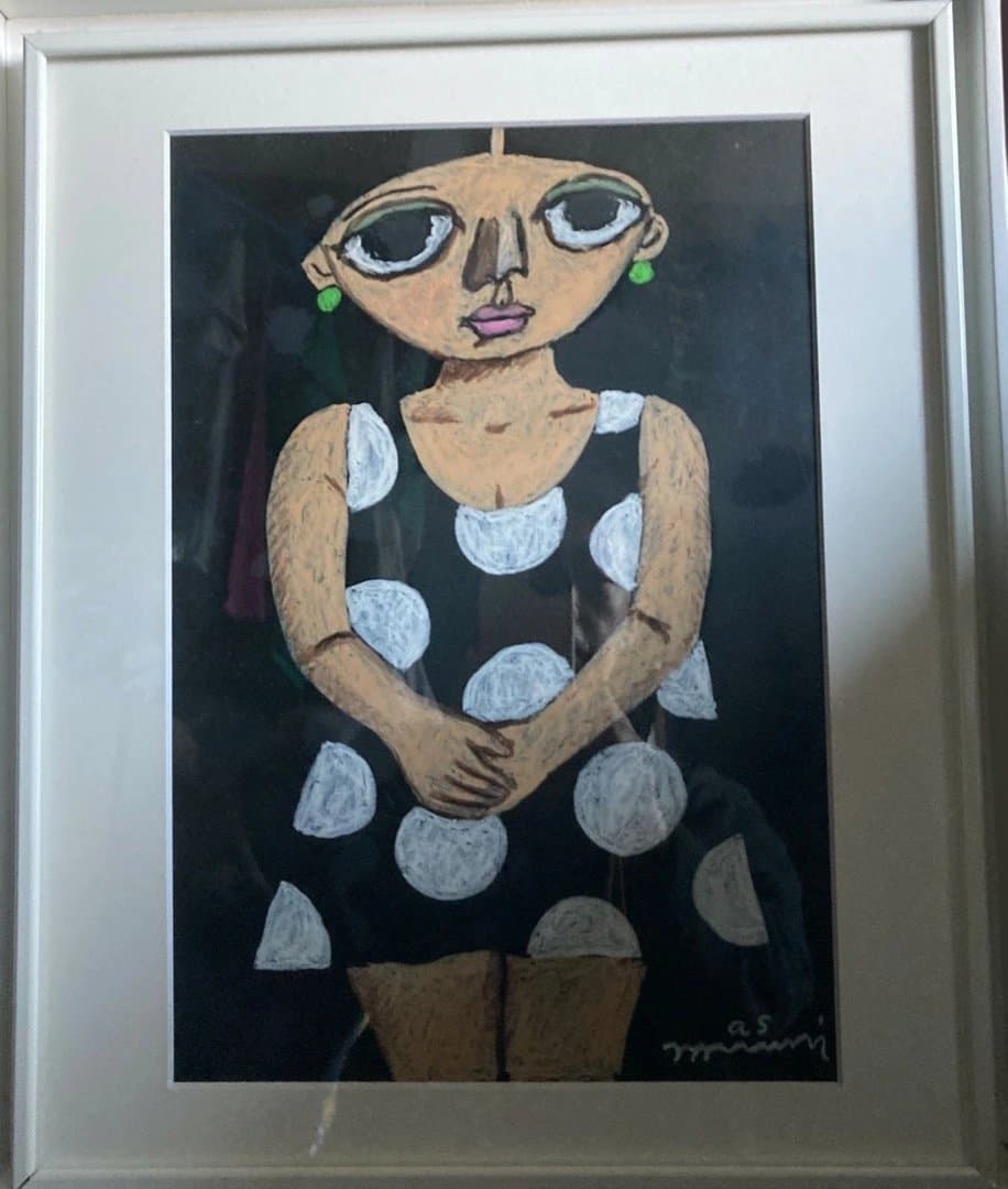 新品直筆絵画『原マスミ／水玉ワンピース』豪華（四つ切り）額付 新品直筆絵画『原マスミ／水玉ワンピース』豪華（四つ切り）額付 直筆