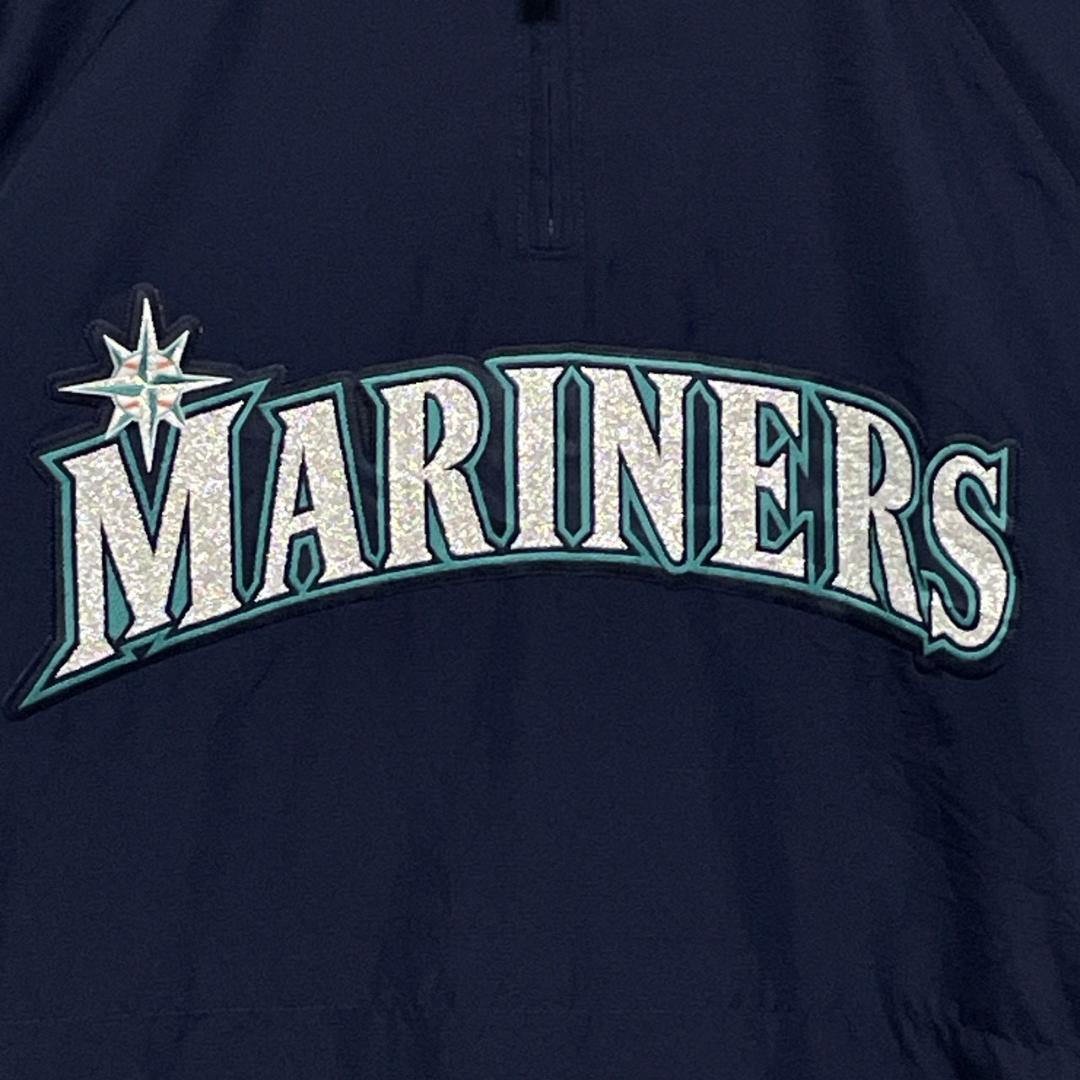 MLB マリナーズ Majestic ナイロンジャケット 刺繍ロゴ XL相当 紺