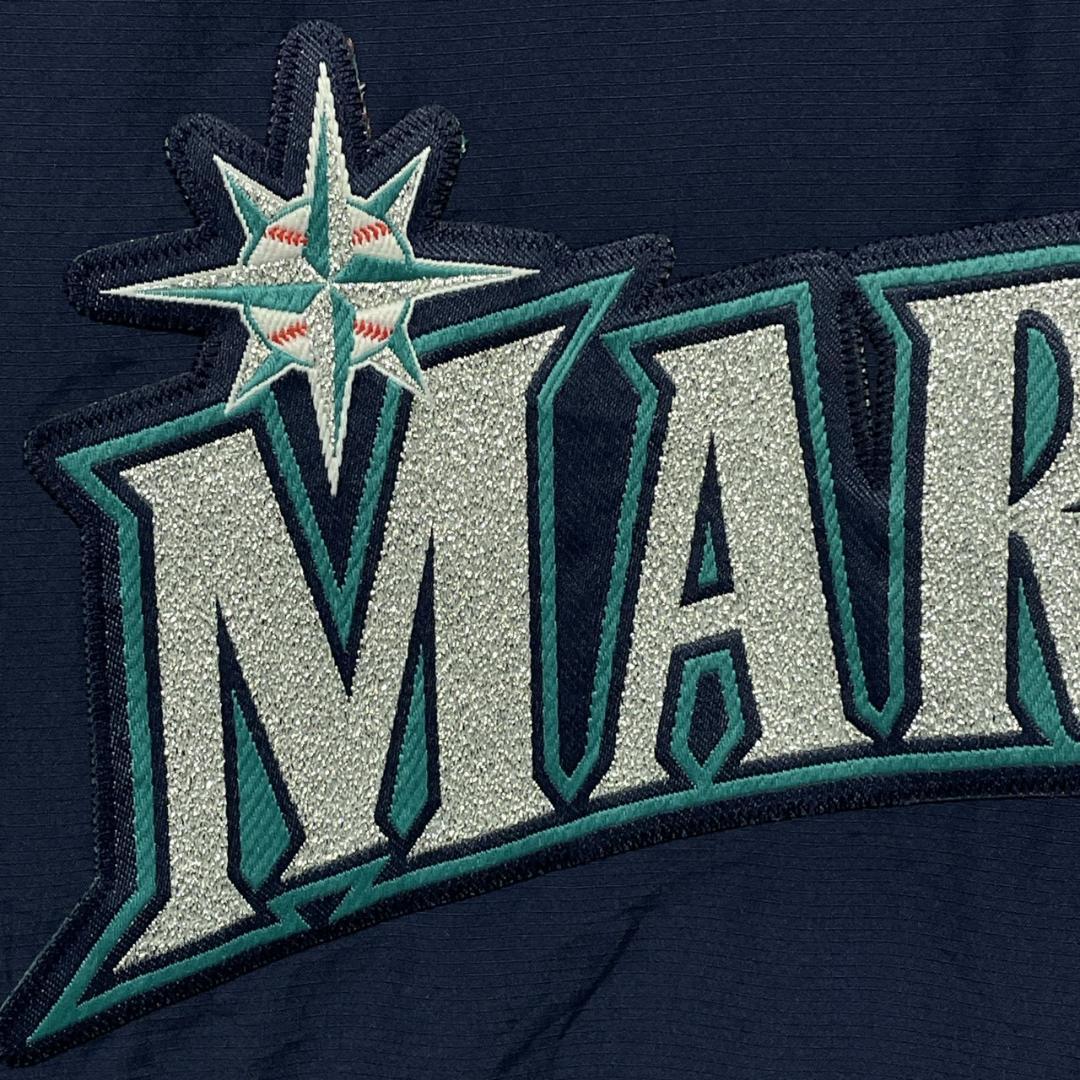 MLB マリナーズ Majestic ナイロンジャケット 刺繍ロゴ XL相当 紺