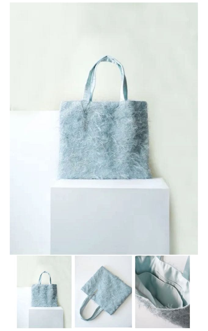 ♡新品♡完売商品シャルマントサック フリンジトート 短毛L アクア