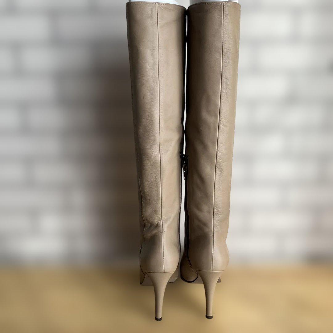 GUILD JACOMO ベージュ レザー ロングヒールブーツ　23.5cm