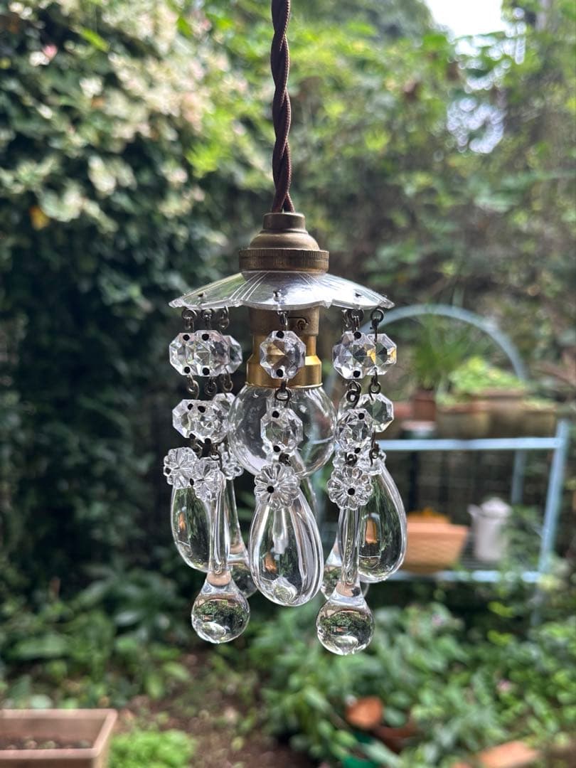 1900's フランス アンティーク 雨に濡れた小さなお花のミニシャンデリア＊ 1900's フランス アンティーク 雨に濡れた小さなお花のミニシャンデリア＊