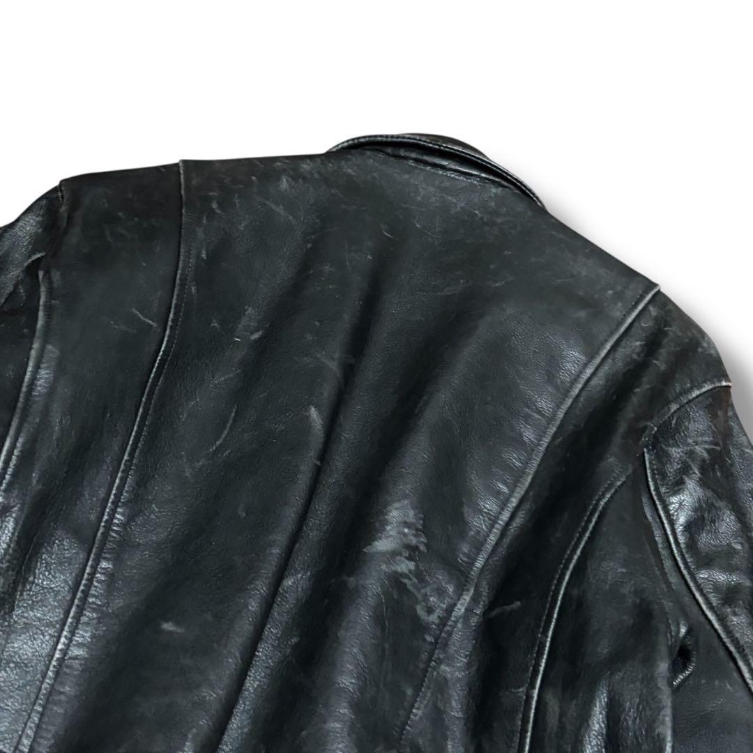 状態良好】90's 白タグ エディーバウアー 牛革 シングルライダース