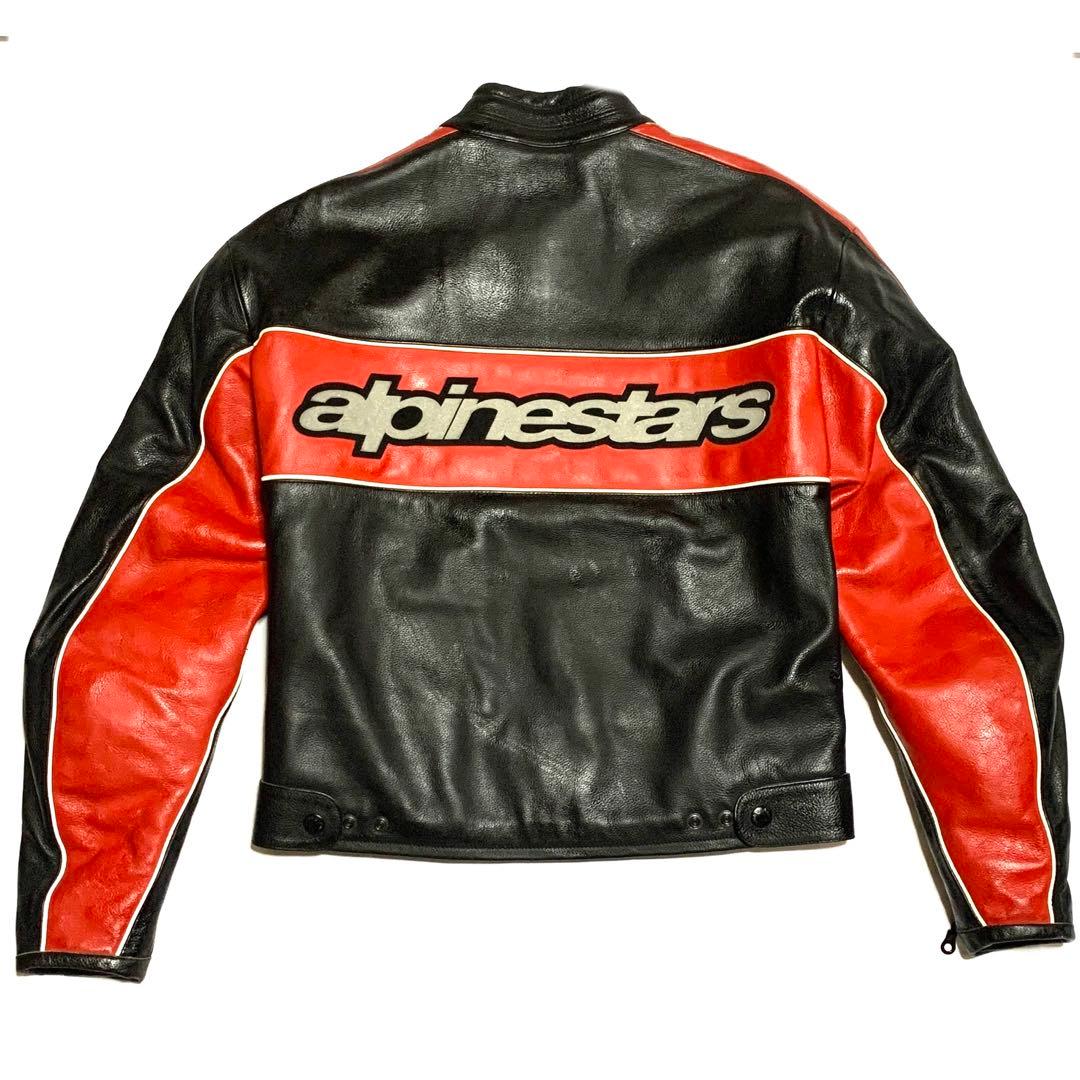 アルパインスターズ M位 レザーライダースジャケット メンズ 46 赤 黒