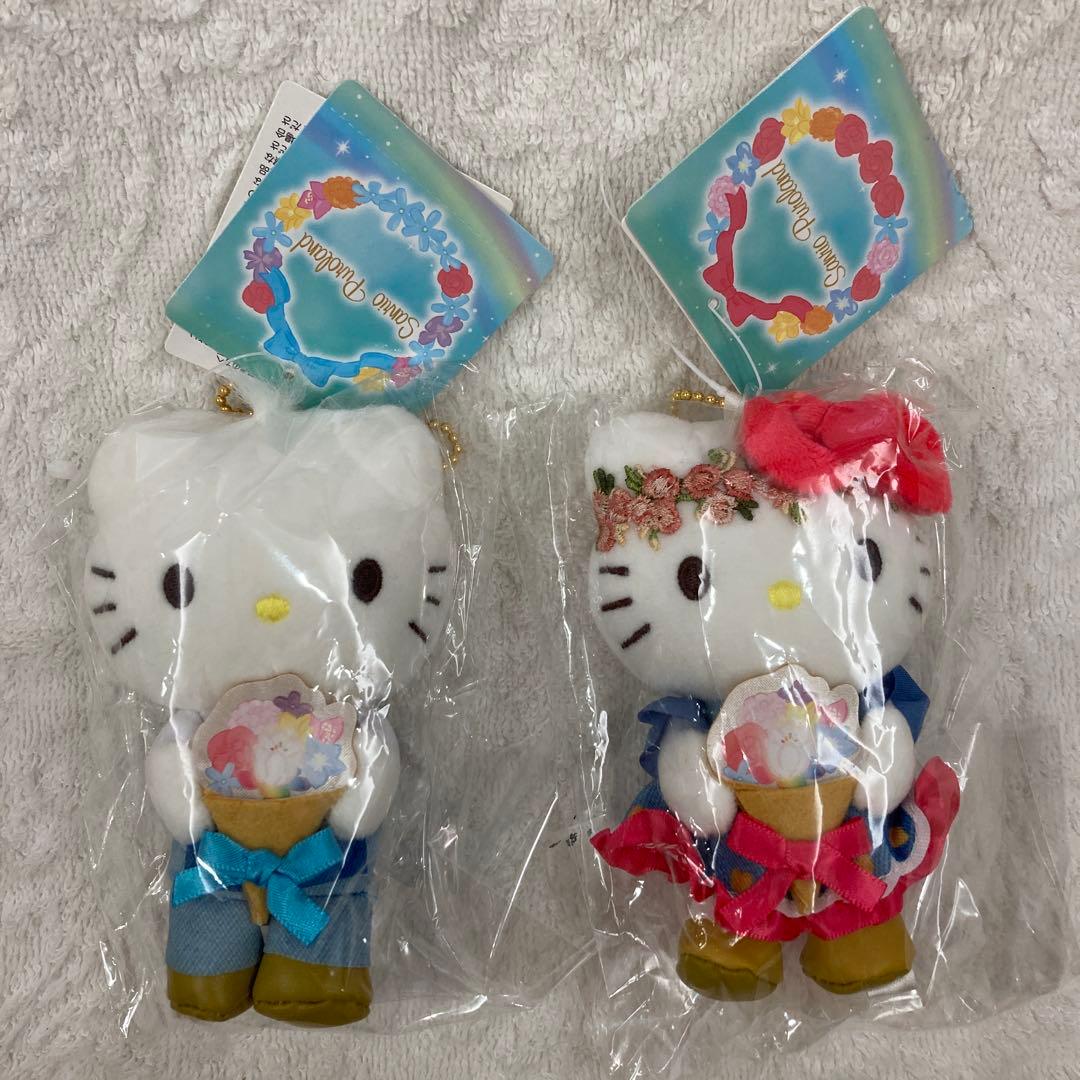 サンリオピューロランド フラワー　キティ&ダニエル　ぬいぐるみマスコット サンリオピューロランドにて限定の「フラワーレインボーシリーズ