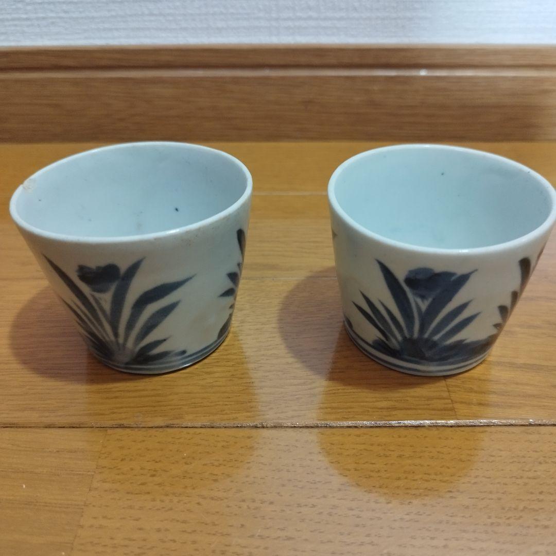 ひ*し様 古伊万里 菖蒲模様の染付 蕎麦猪口 5個セット！ 江戸期頃