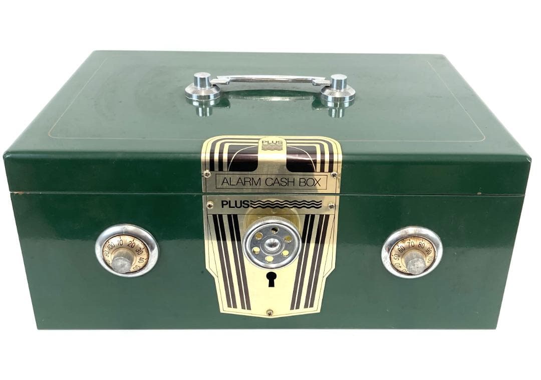 PLUS アラームキャッシュボックス 手提げ金庫 昭和レトロ アンティーク