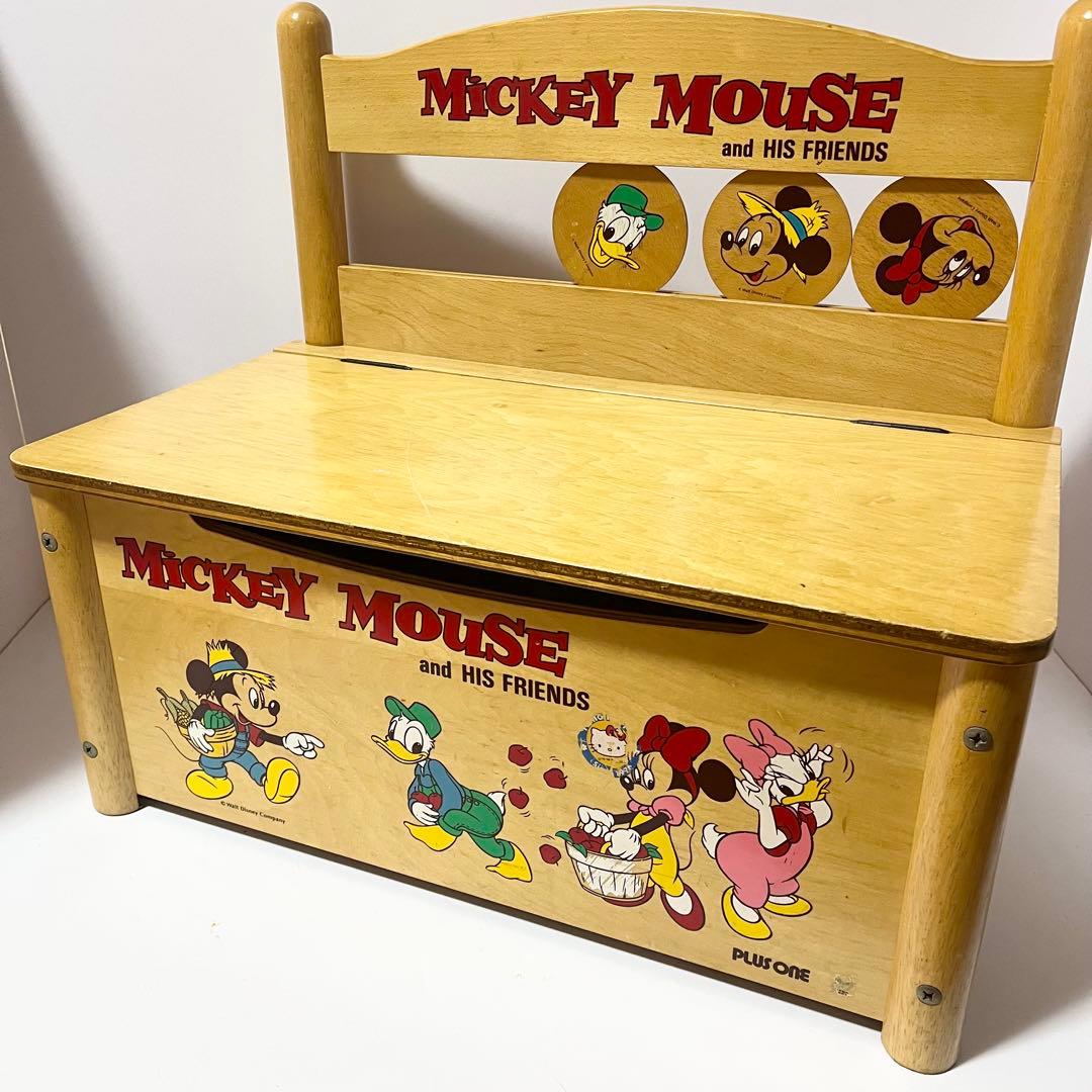 ディズニー ミッキーマウス 収納椅子 ベンチチェア 木箱 小物入れ 昭和