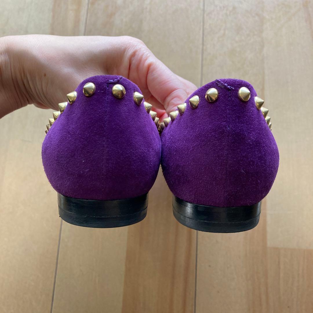 お値下げ美品ペリーコスタッズ フラットシューズ 22.5cm スエード パープル