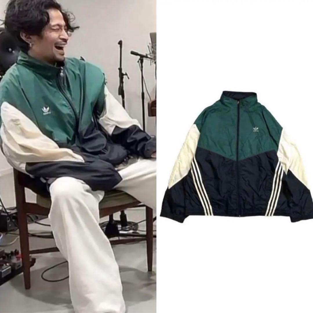 類似品】常田大希 adidas ナイロン ジャケット グリーン 緑 黒 2XL