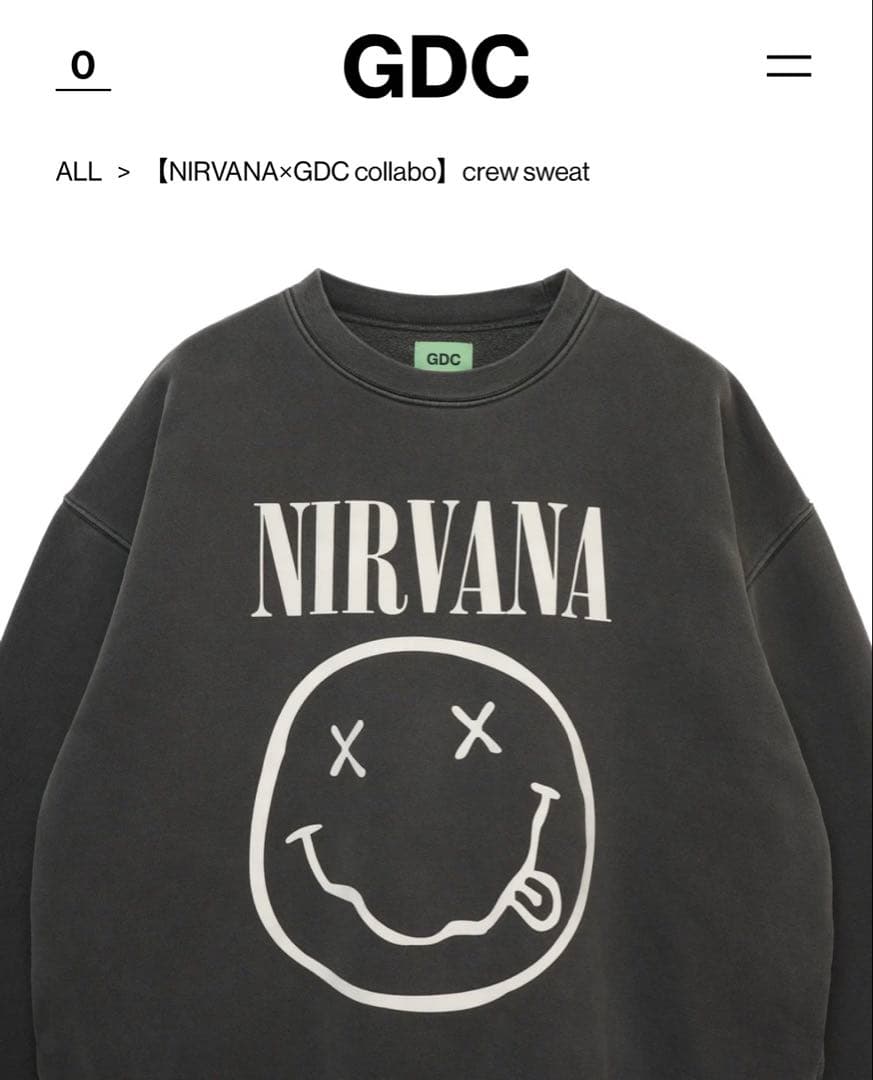 NIRVANA×GDC Collabo Crew Sweat キムタク着 XL - メルカリ
