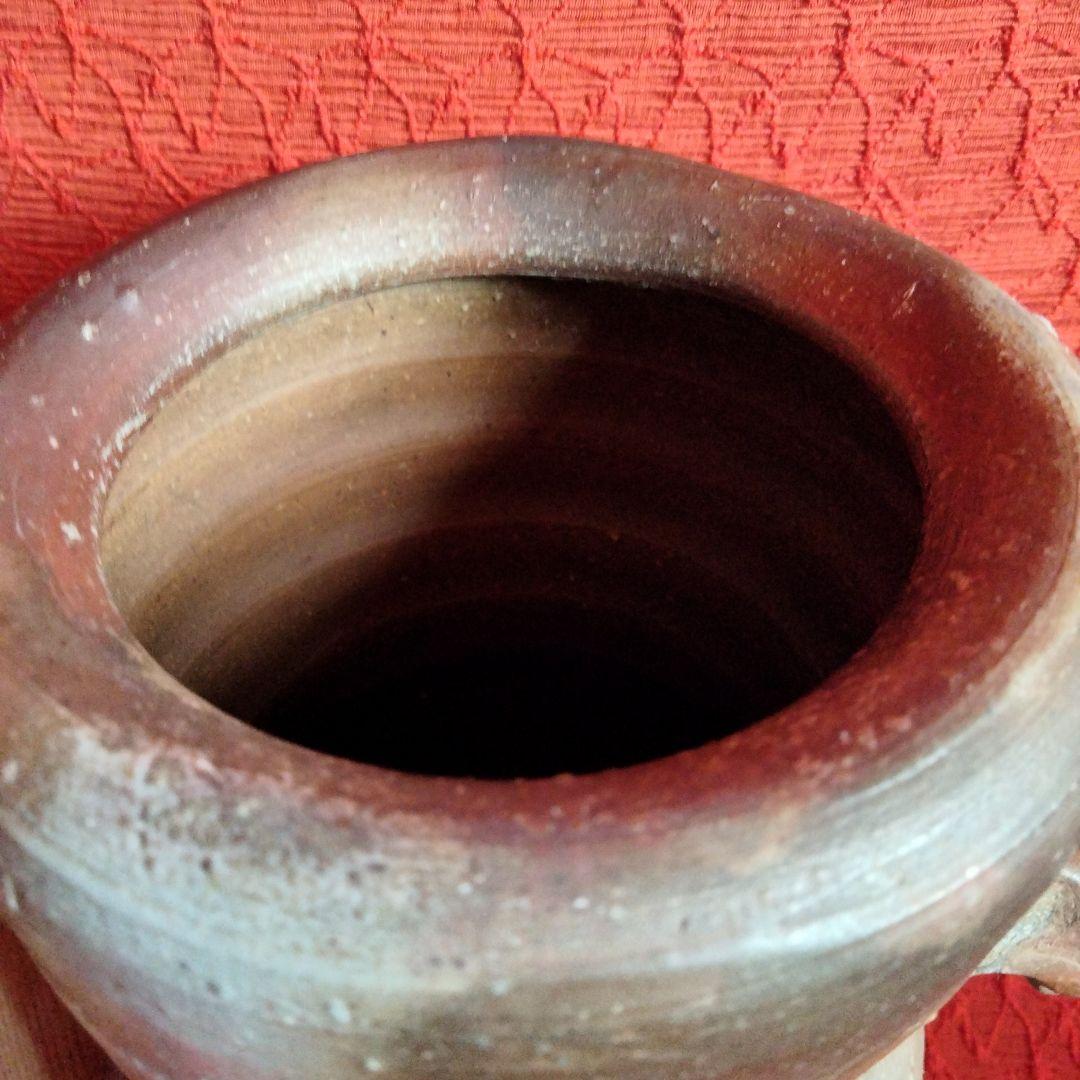 備前 髙原昌治造 釜変耳付花入 登窯 二点 栞無し 共箱あり 川口陶楽苑