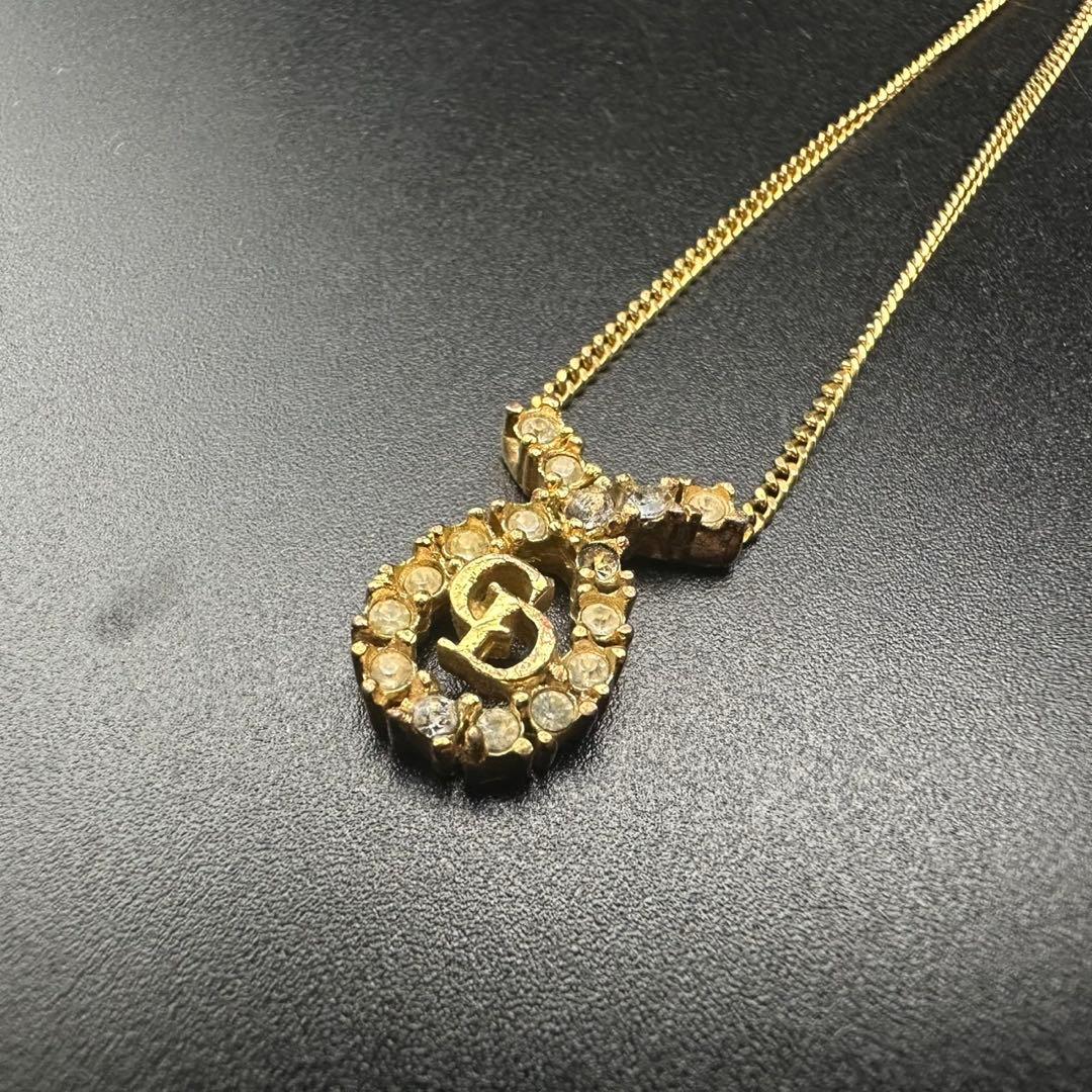 極美品✨ Dior ネックレス CD ロゴ ラインストーン 希少 刻印 1748
