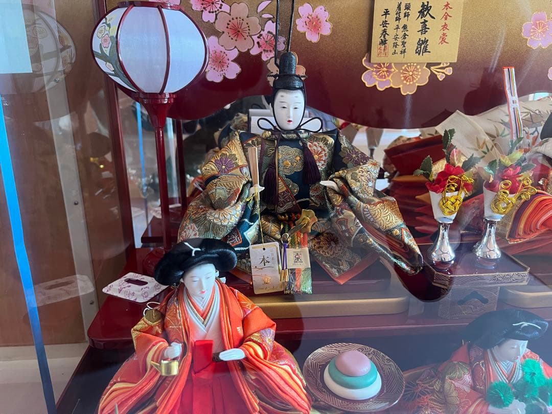 ひな人形セット 歓喜雛 本金衣装 平安春峰 高級ガラスケース付き