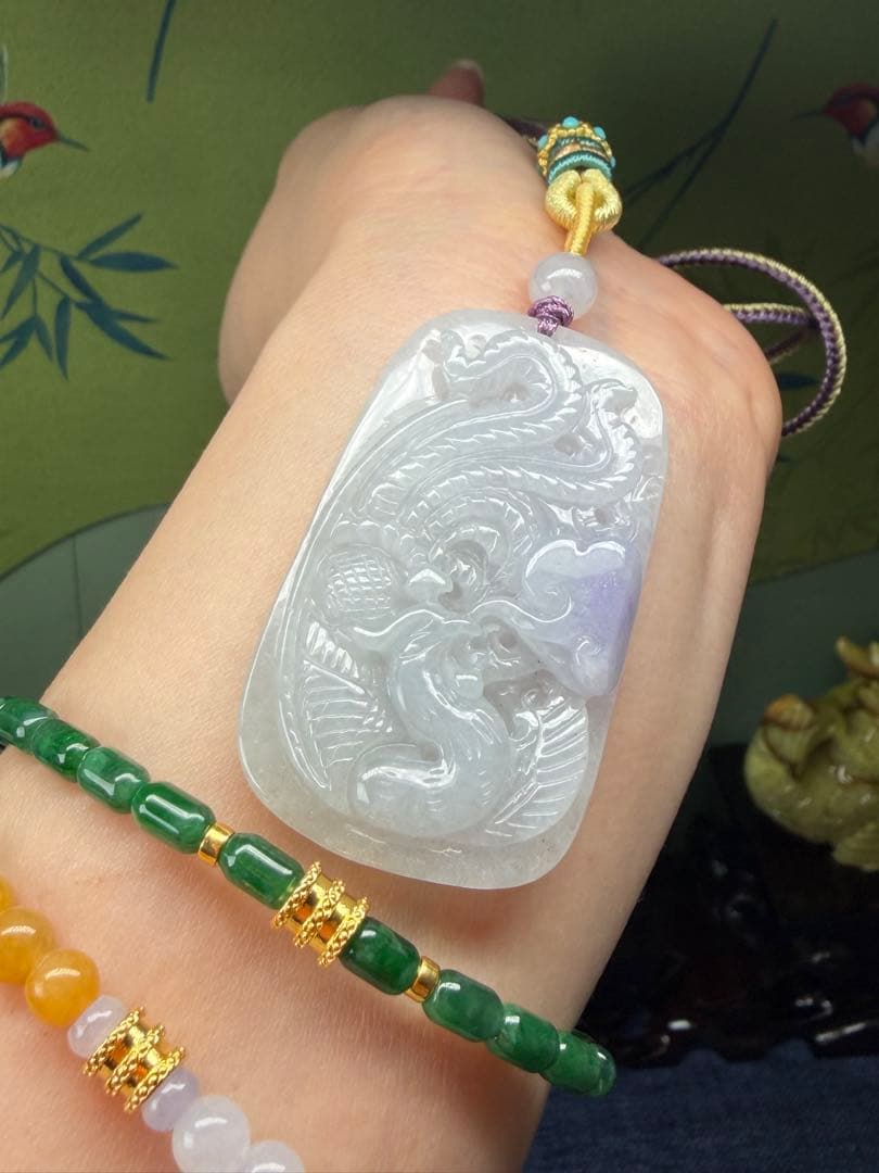 新入荷❤️天然本翡翠 レア‼️氷種【浴火重生】鳳凰様ネックレス 鑑定