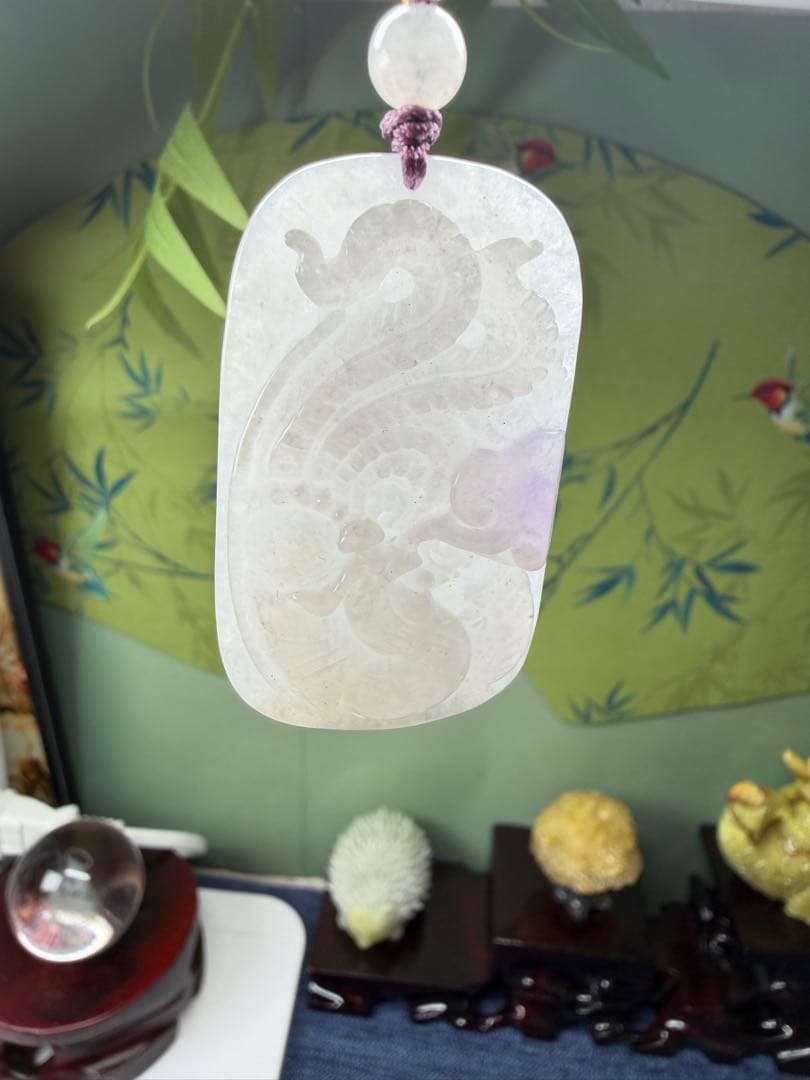 新入荷❤️天然本翡翠 レア‼️氷種【浴火重生】鳳凰様ネックレス 鑑定