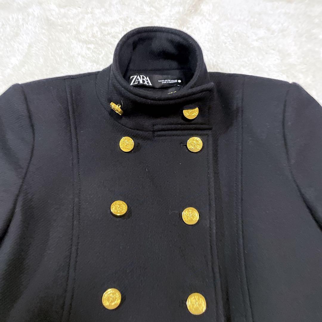 美品 即完売 ZARA MANTECO ナポレオンコート 金ボタン ウール 黒