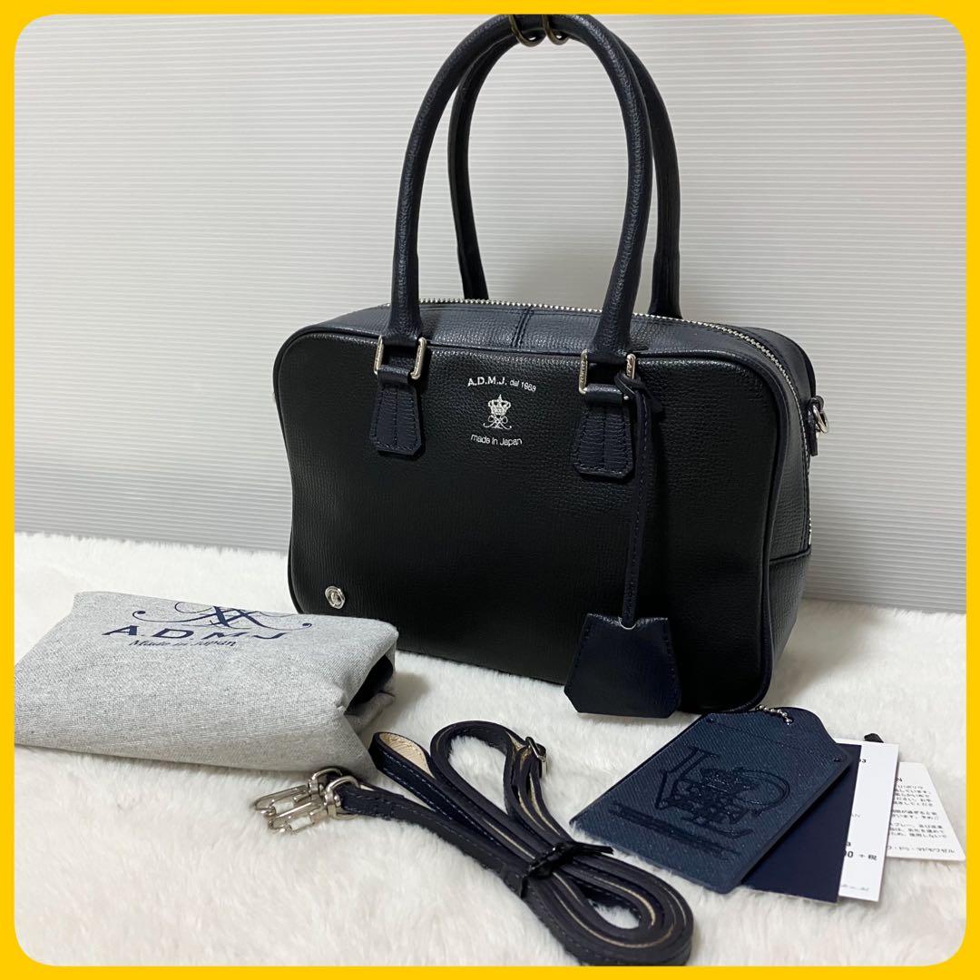 未使用級 A.D.M.J. 23cmボストン 2way 黒 ショルダー バッグ - メルカリ