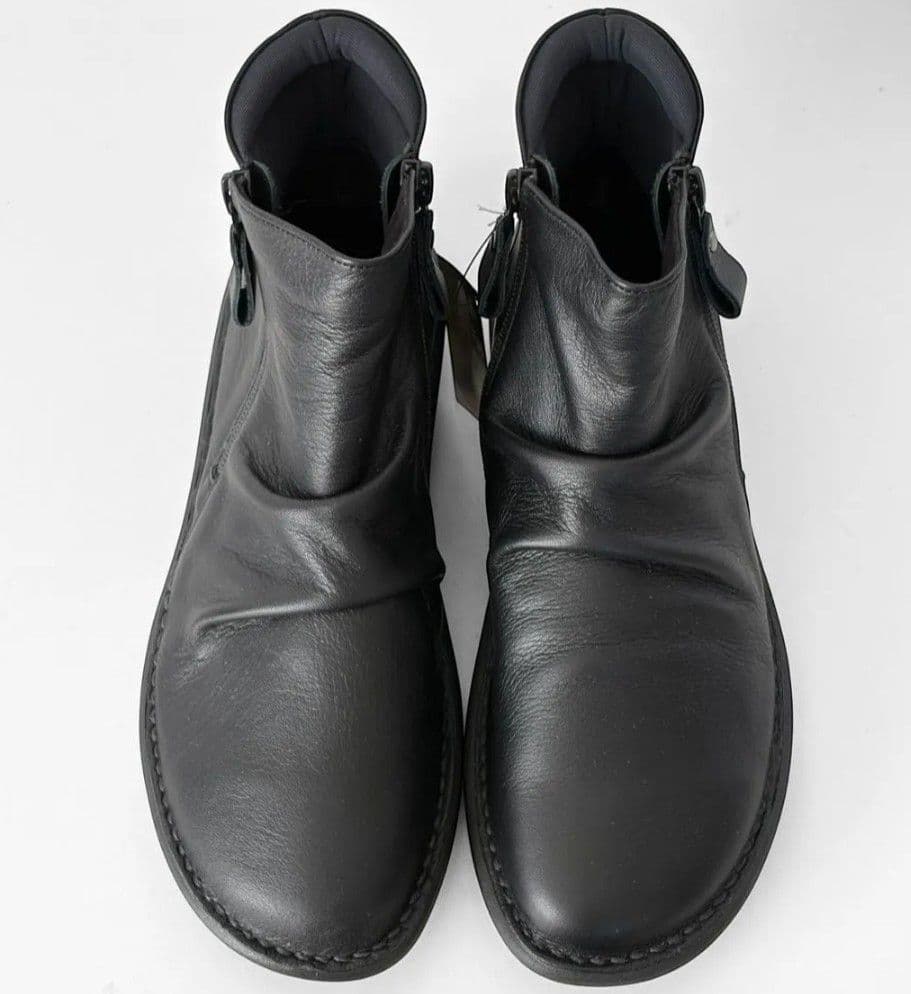 新品 Put's Wファスナー 本革 ショートブーツ 黒 23.5 コンフォート