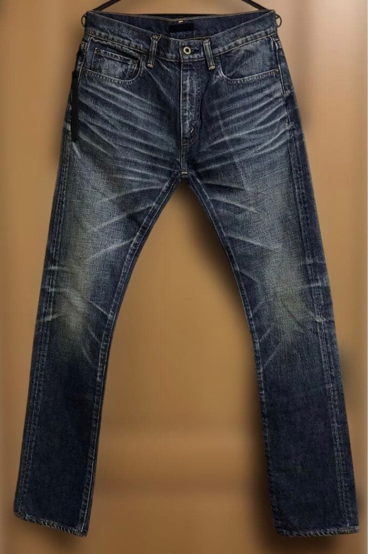 新品未使用 鬼ヒゲ加工 junhashimoto ダークブルー ストレートデニム