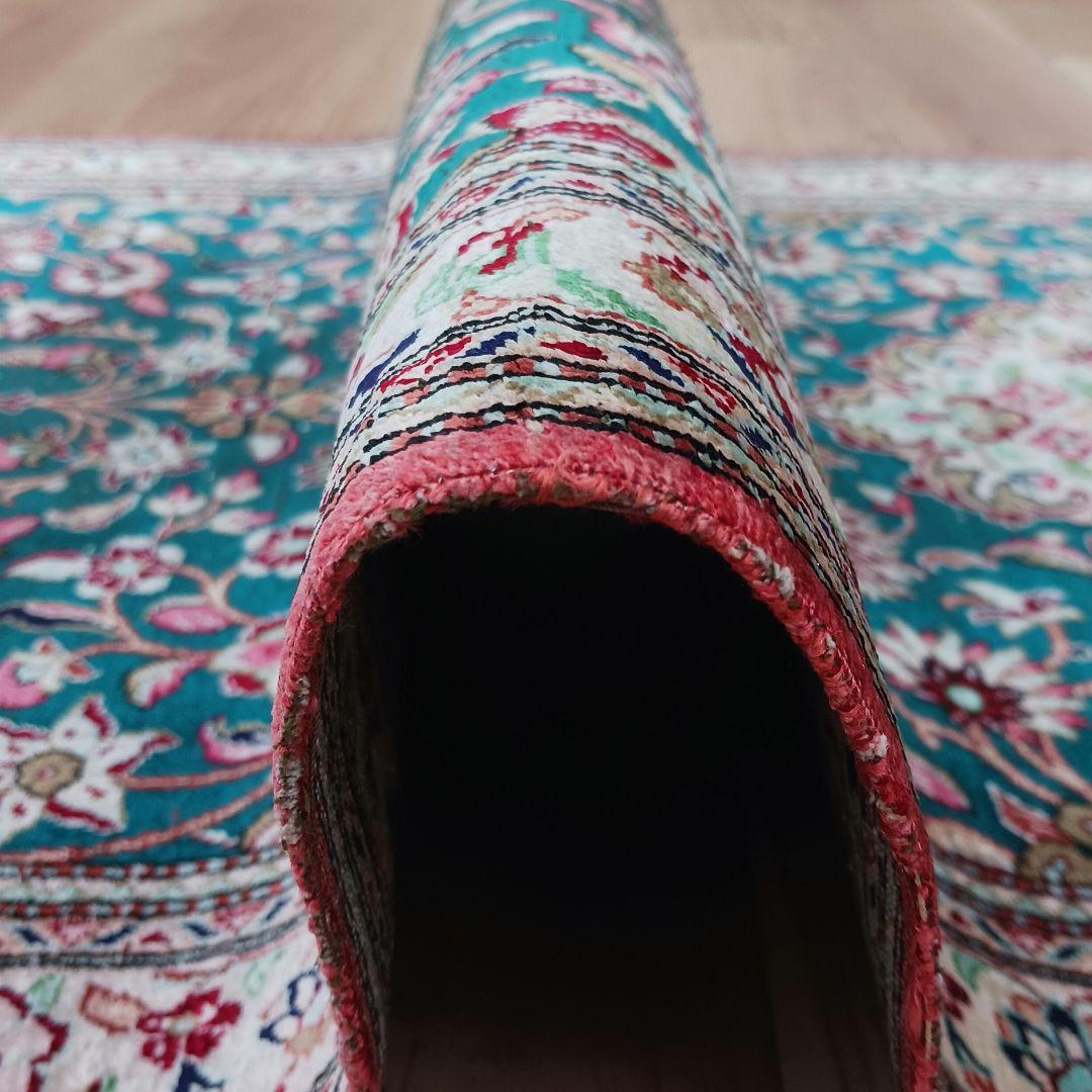 専用 Y3245 高級ペルシャ絨毯 クム産 シルク100% 手織り 298㎝