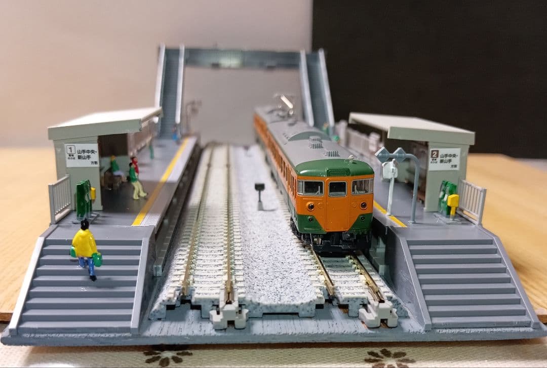 Nゲージ 対向式ホームセット（レール付き）ジオラマ ② 対向式ホーム