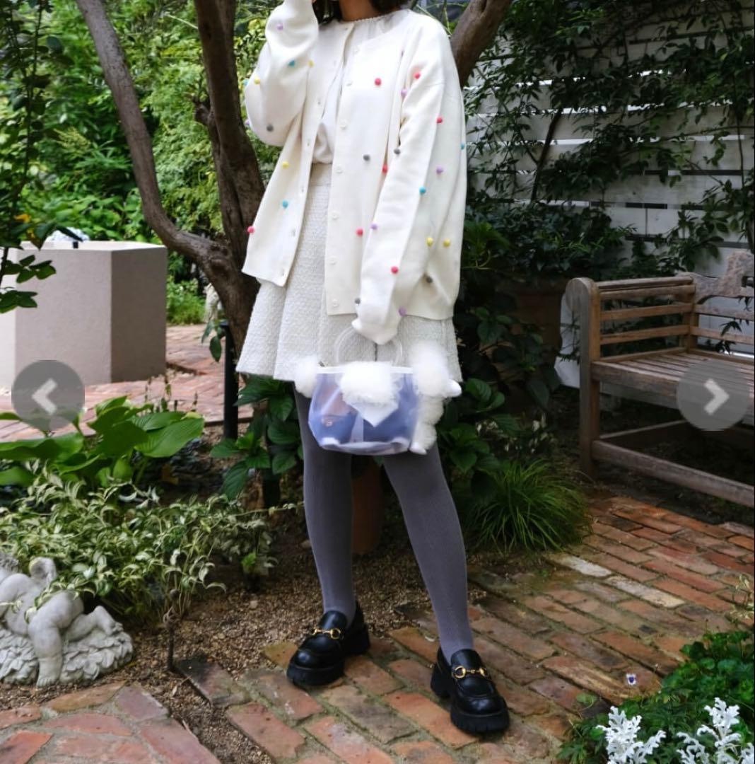 アンミヌUNMINOU☆マルチドットムースカーディガン(WHITE)