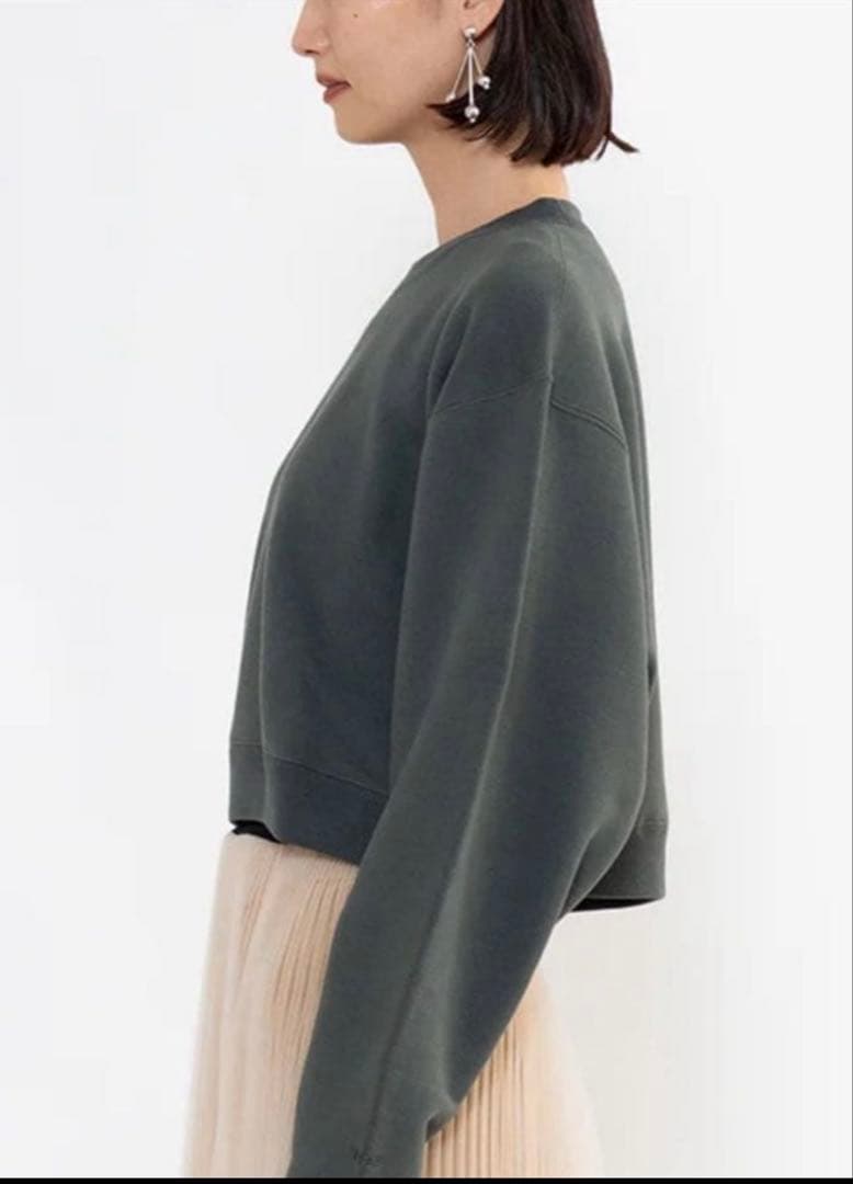 HYKE CROPPED SWEAT SHIRT オリーブ サイズ1