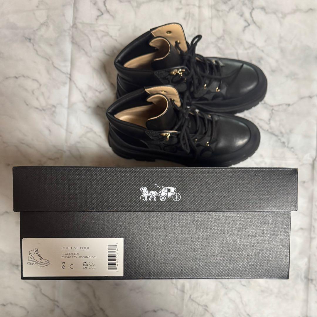 極美品☆COACH レースアップ ブーツ 23.0cm 厚底 ほぼ未使用品