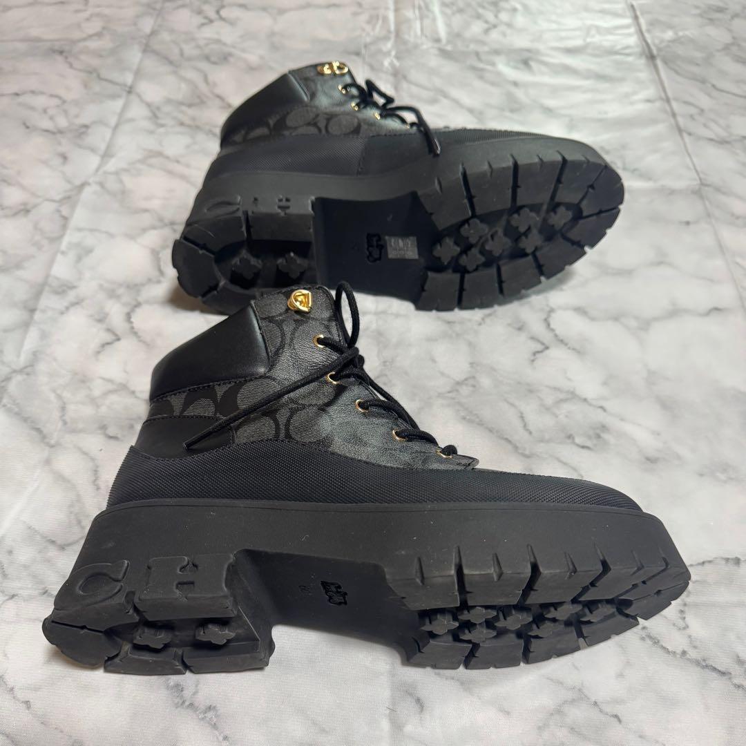 極美品☆COACH レースアップ ブーツ 23.0cm 厚底 ほぼ未使用品