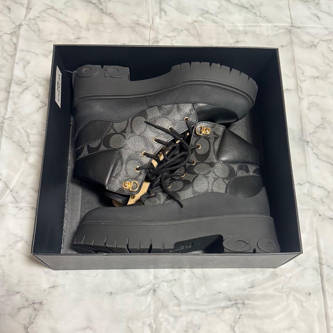 極美品☆COACH レースアップ ブーツ 23.0cm 厚底 ほぼ未使用品