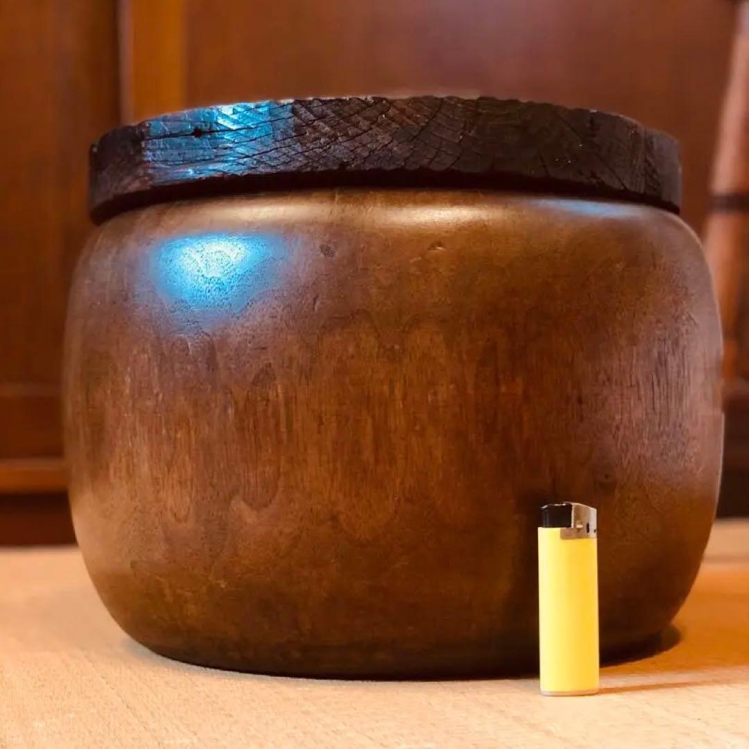 明治〜大正時代 《 木製 丸火鉢 》無垢木材 銅壺 骨董 古道具 古物