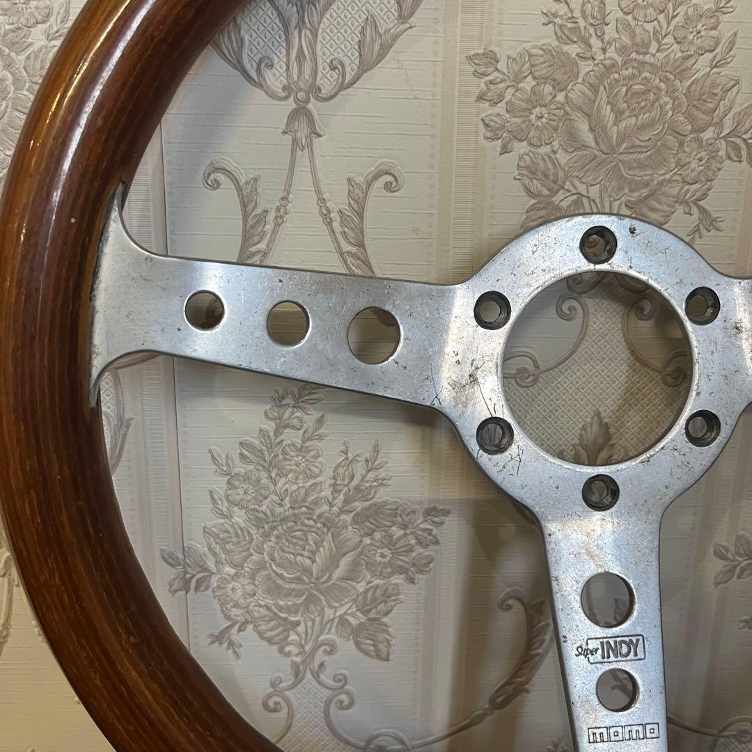 中古品】MOMO インディー ウッドハンドル ステアリング 11-86 旧車