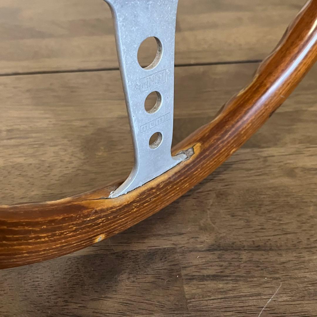 中古品】MOMO インディー ウッドハンドル ステアリング 11-86 旧車