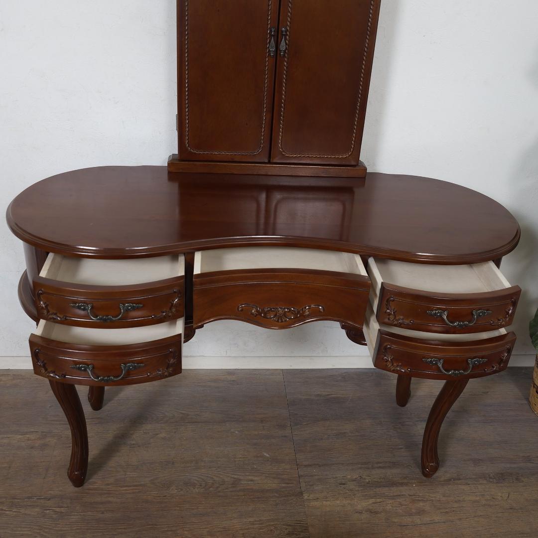 大人女子に【新品】マホガニー 猫脚ドレッサー 5杯引出しアウトレット