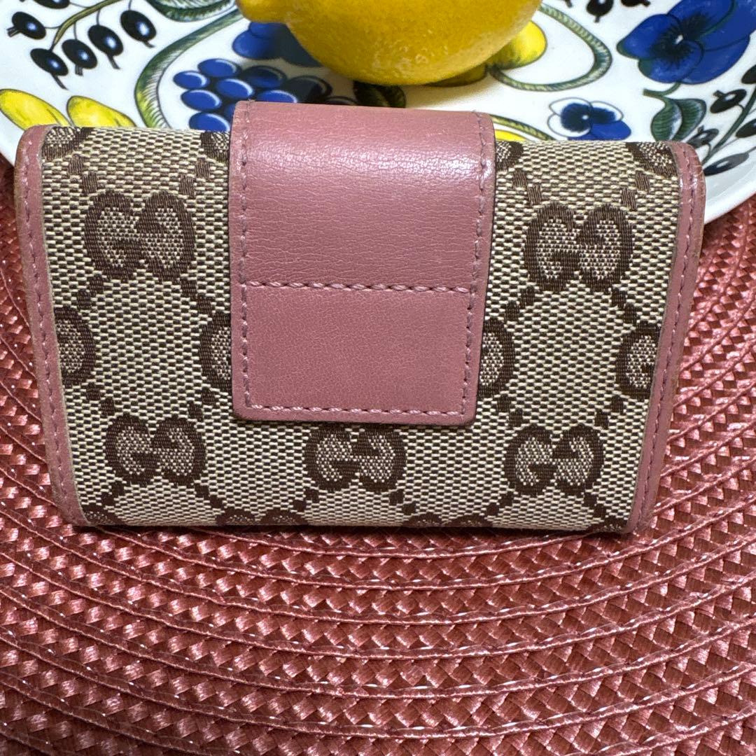 GUCCI グッチ GG柄 キャンバスレザー ハート キーケース ピンク - メルカリ