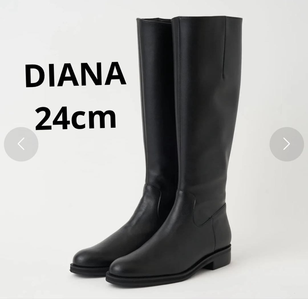 DIANA ブラックレザー ロングブーツ - メルカリ