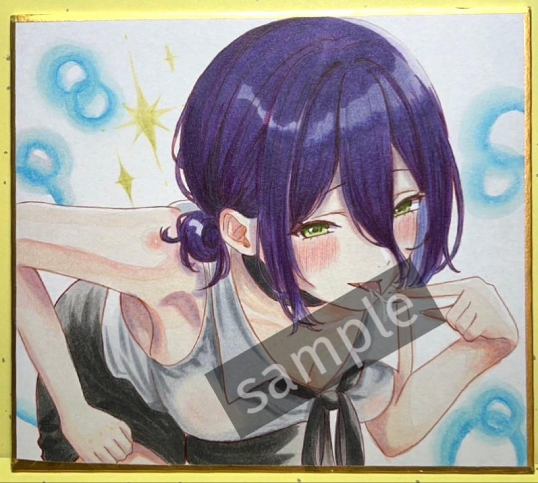 チェンソーマン 手描きイラスト 色紙 レゼ ファンアート - メルカリ