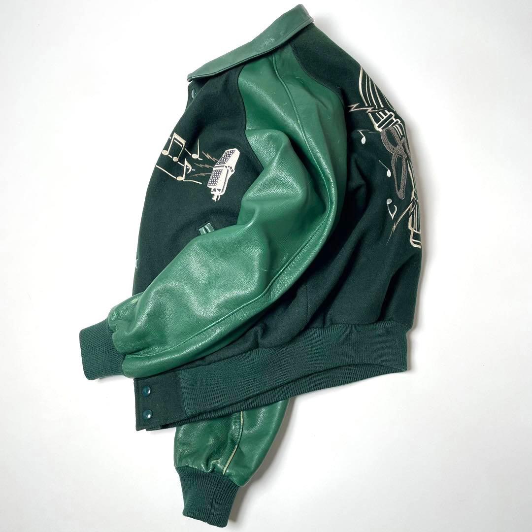 希少】VAN JAC スタジャン 袖レザー 緑 BIG ONE - メルカリ