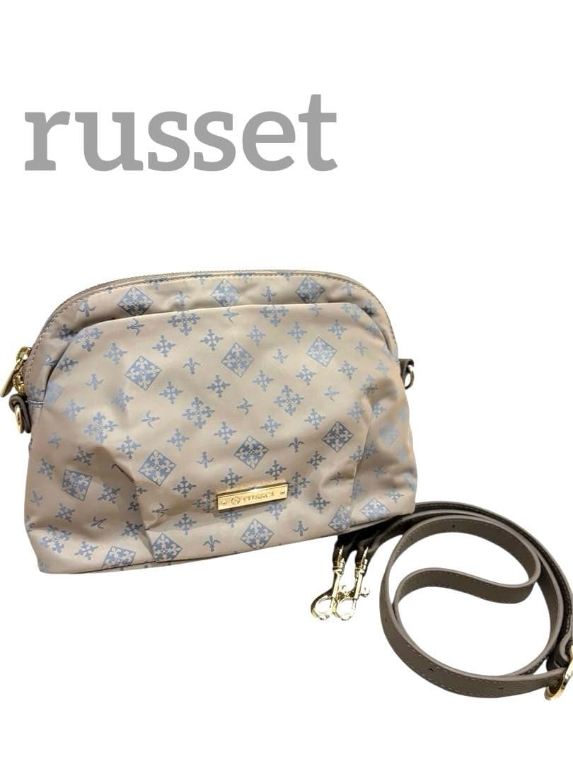 ✨極美品✨ russet ラシット　ショルダーバッグ　ブルーグレー 極美品】russet ラシット ショルダーバッグ モノグラム ナイロン