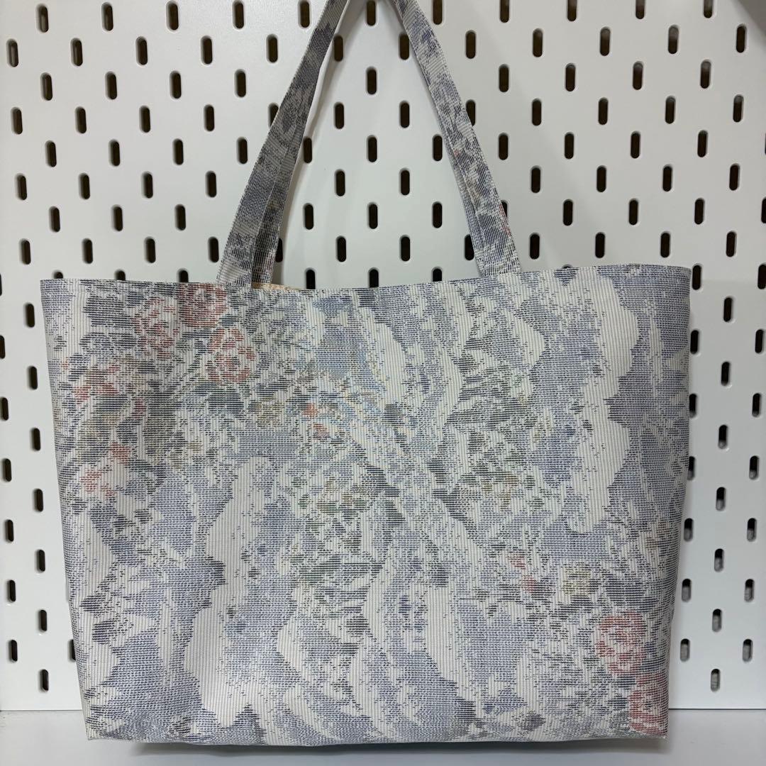 大島紬 着物リメイク トートバッグ ハンドメイド 白大島 - メルカリ