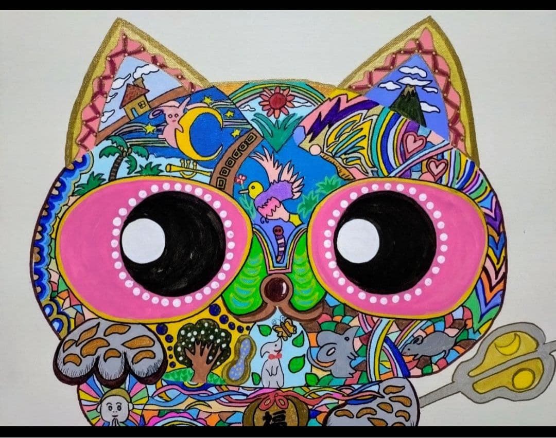 F10号】ジミー大西【笑福万来】肉筆/サイン・裏描き有り/アクリル/油彩